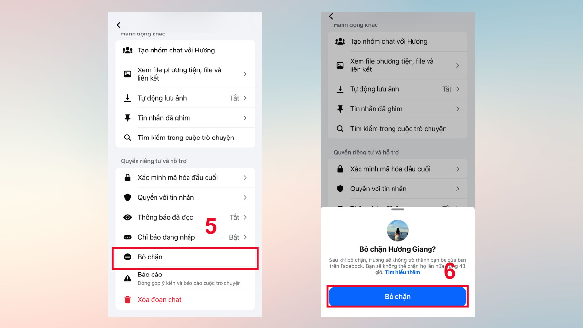 Cách chặn, bỏ chặn trên Messenger bằng iPhone - bước 3