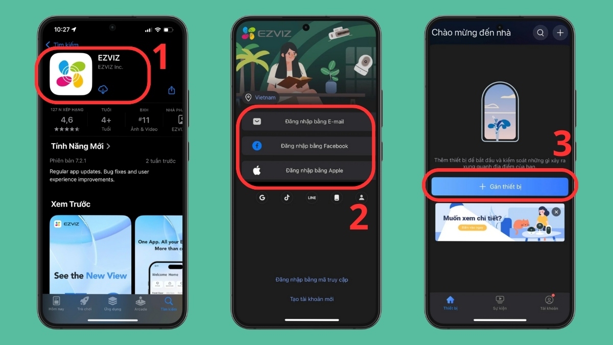 Hướng dẫn chung cài đặt camera trên điện thoại các dòng khác - bước 1,2,3