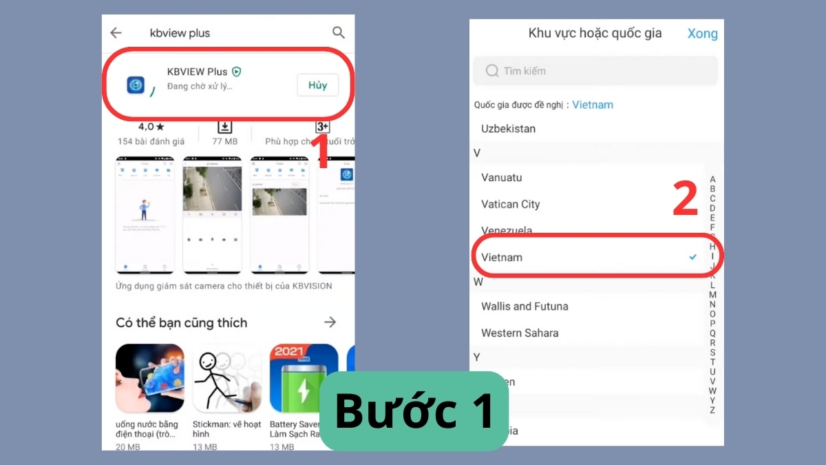 Cách cài đặt camera Kbvision trên điện thoại - bước 1