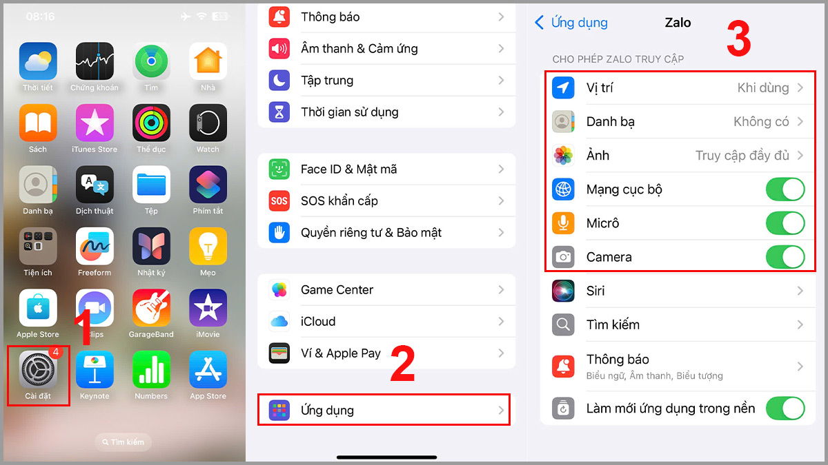 cách cài đặt Zalo trên iPhone - cấp quyền cho Zalo