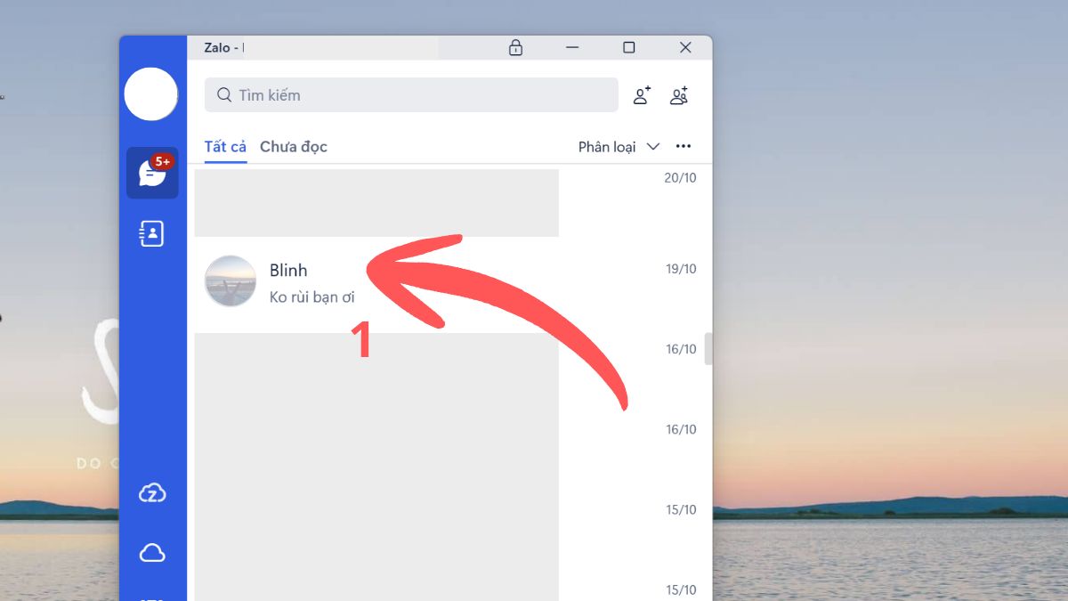 Cách cài mã PIN cho cuộc trò chuyện ẩn trên Zalo trên máy tính - bước 1