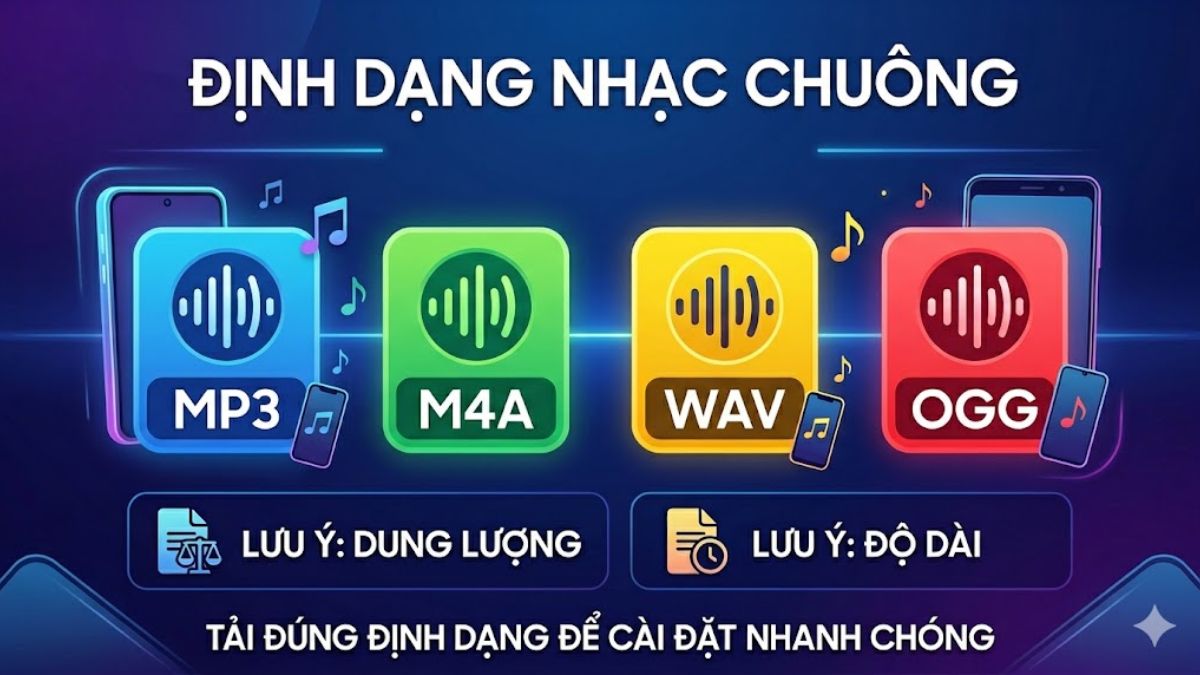 Samsung hỗ trợ những định dạng nhạc chuông nào?