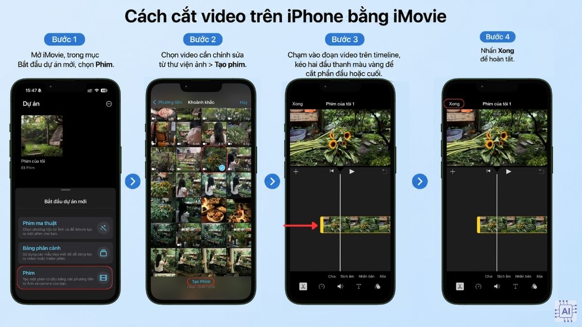 Cách cắt video trên iPhone bằng ứng dụng iMovie