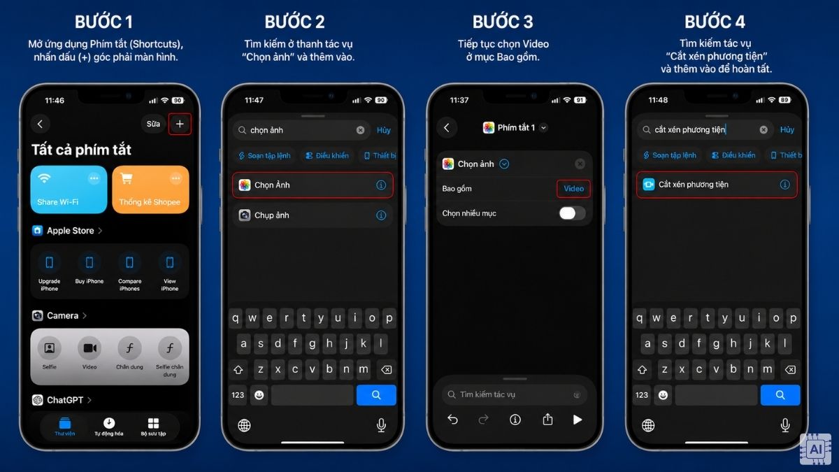 Cách cắt video trên iPhone bằng Phím tắt Shortcuts - tạo phím tắt