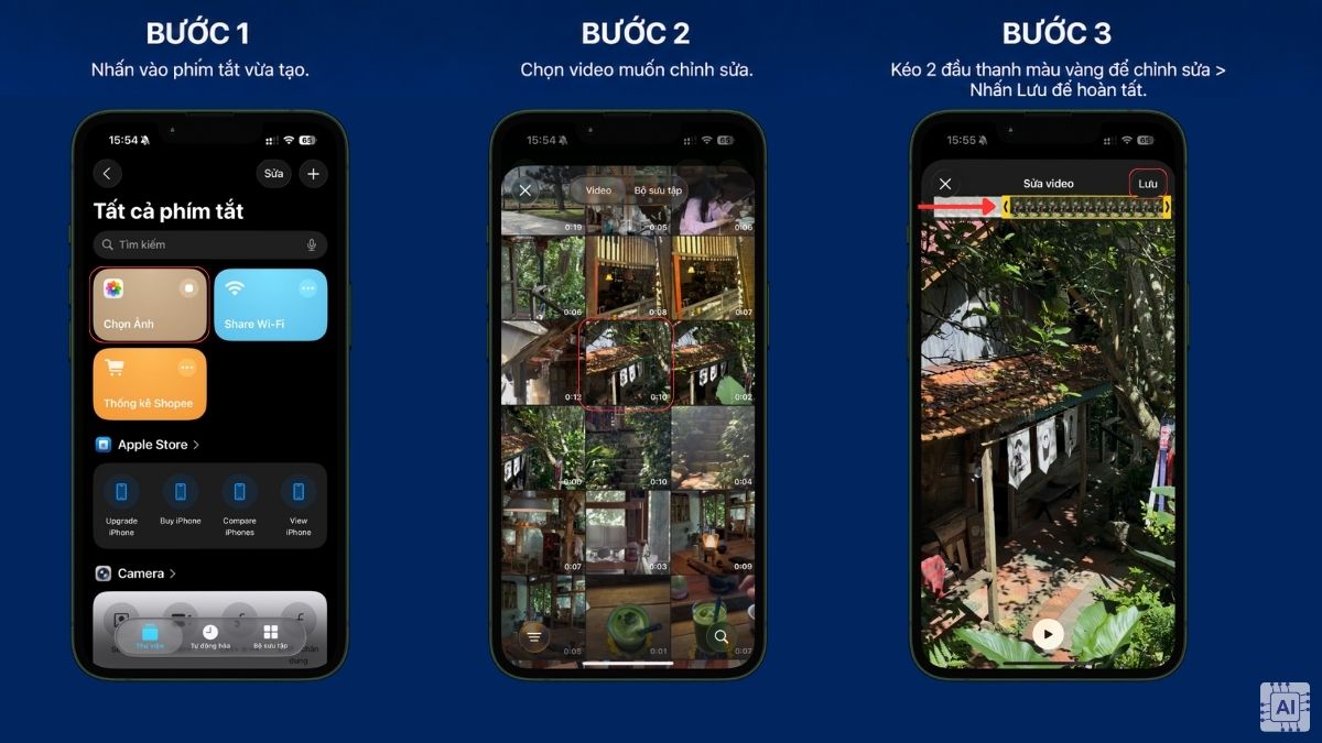 Cách cắt video trên iPhone bằng sử dụng Phím tắt Shortcuts