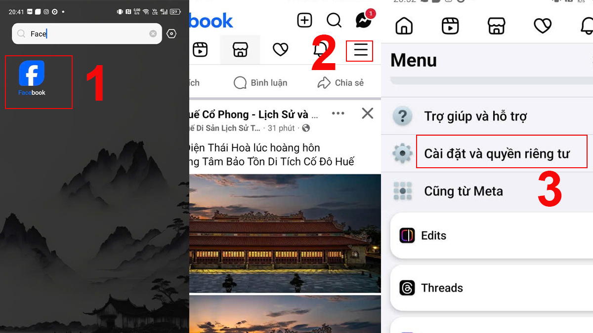 Cách chặn lời mời kết bạn trên Facebook bằng điện thoại - bước 1,2,3
