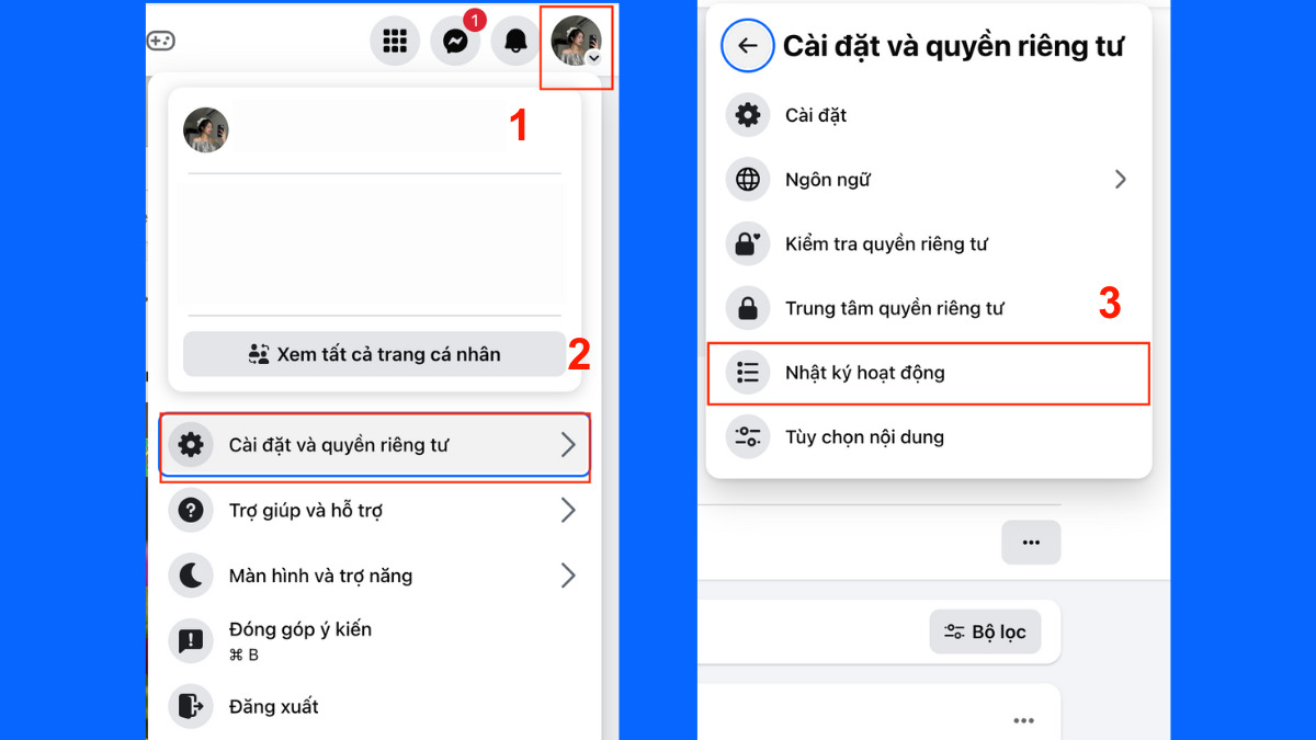 Cách xóa ảnh bài viết đã tag tên trên máy tính - bước 1