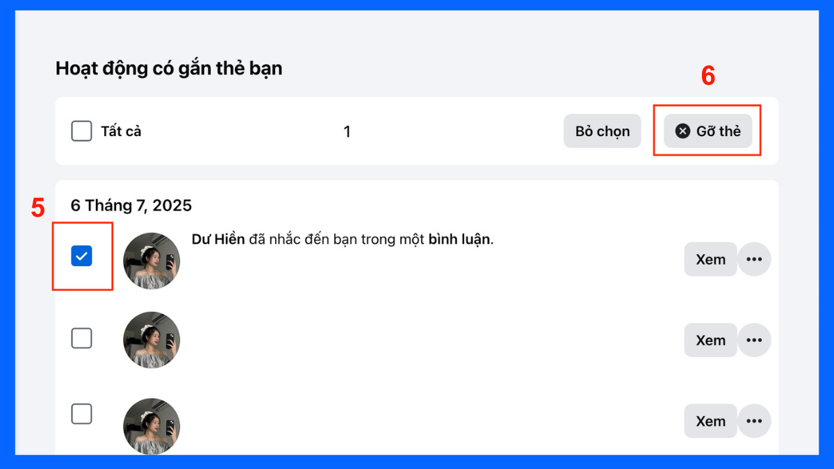 Cách xóa ảnh bài viết đã tag tên trên máy tính - bước 3