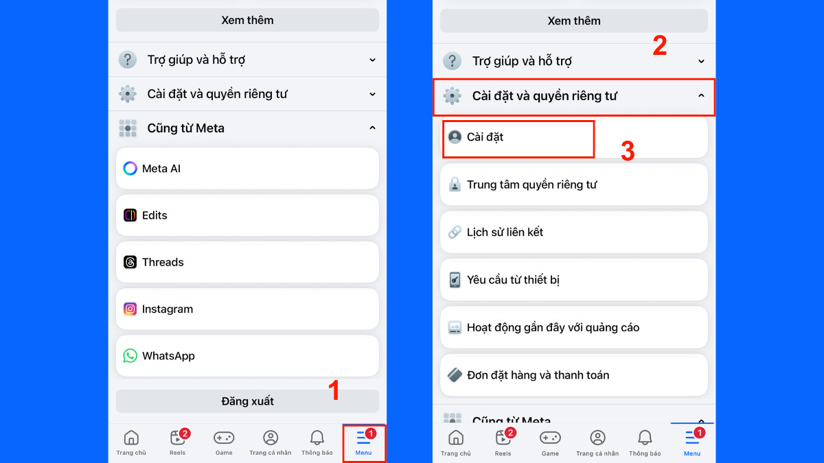 Cách chặn tag @mọi người trên Facebook bằng điện thoại - bước 1