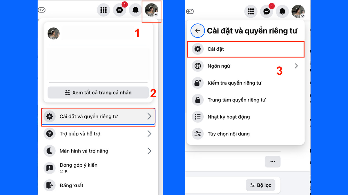 Cách chặn tag @mọi người trên Facebook bằng máy tính - bước 1