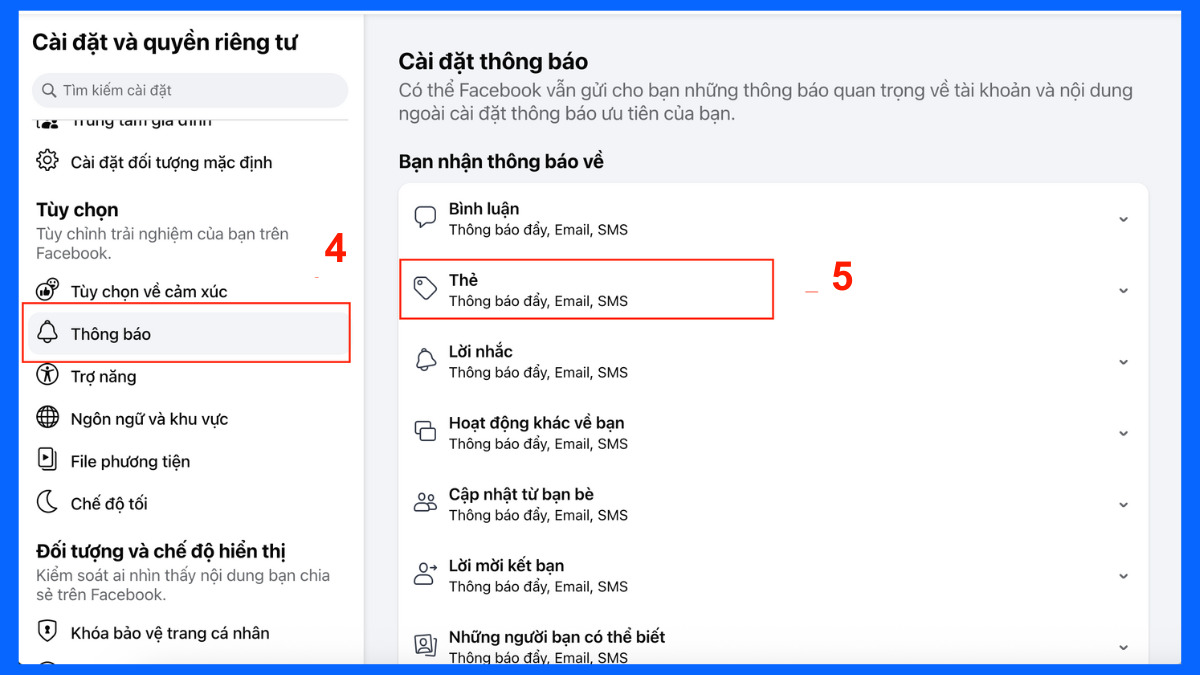 Cách chặn tag @mọi người trên Facebook bằng máy tính - bước 2