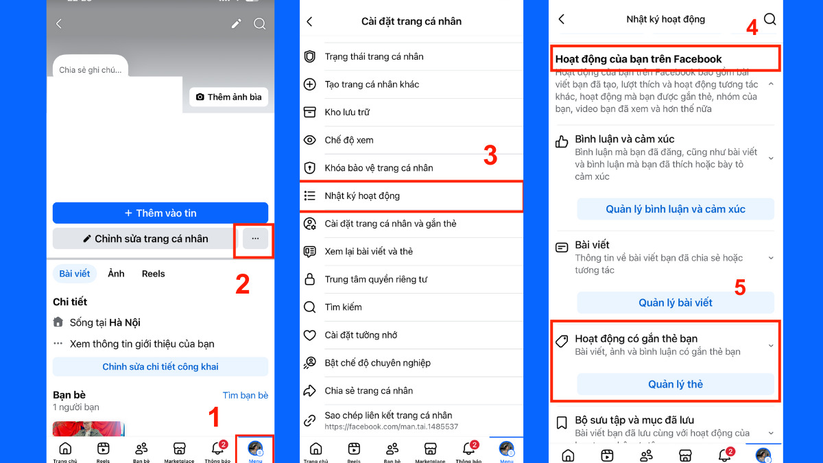 Cách xóa ảnh bài viết đã tag tên trên điện thoại - bước 1,2