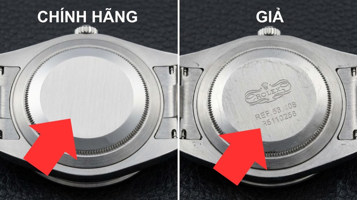 Hướng dẫn các cách check đồng hồ Rolex chính hãng - kết câu đáy đồng hồ
