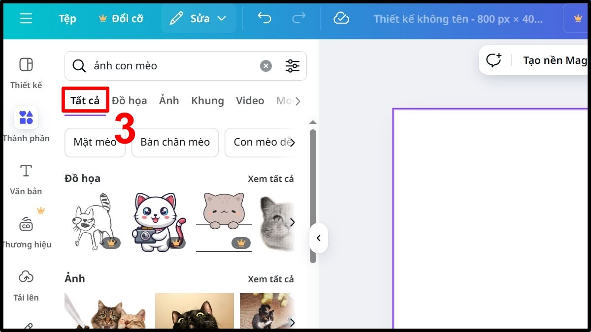 Cách chèn ảnh từ thư viện Canva trên máy tính - bước 3