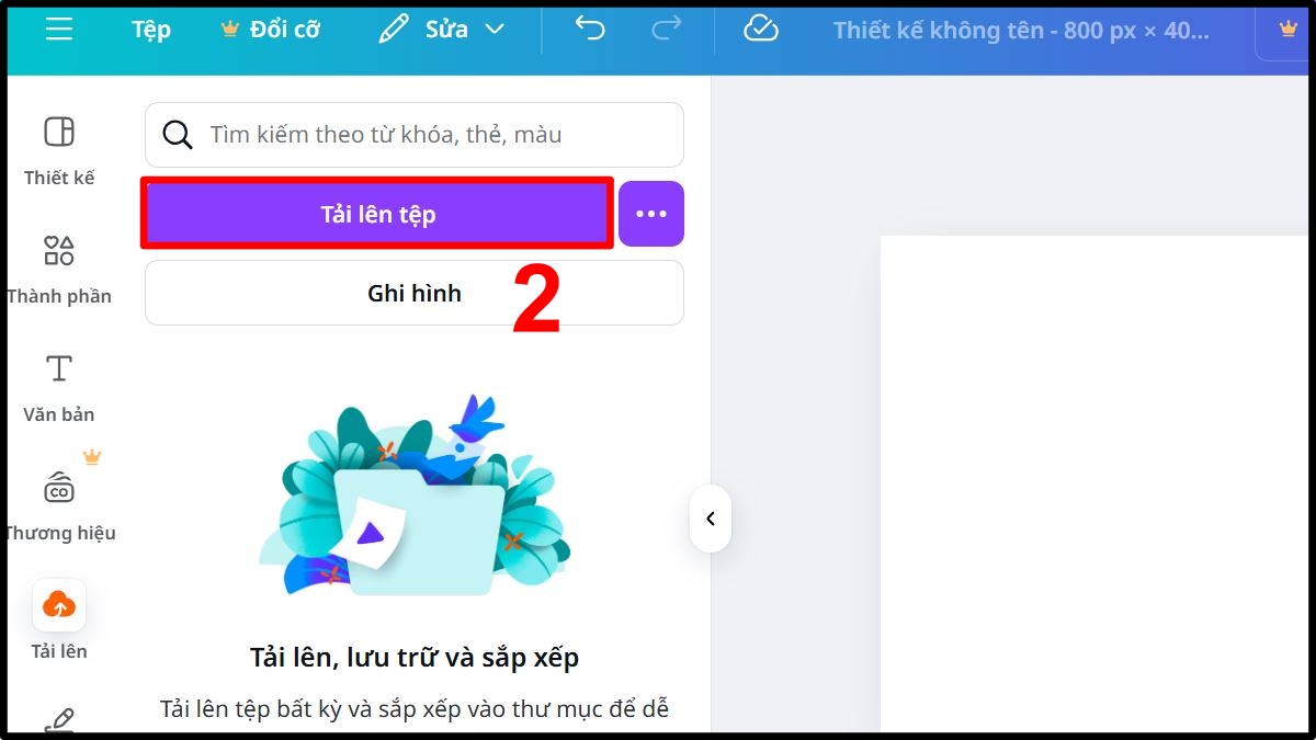 Cách chèn ảnh vào Canva từ ảnh tải lên trên máy tính - bước 2