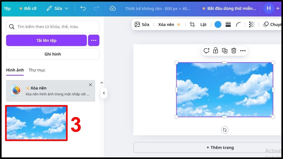 Cách chèn ảnh vào Canva từ ảnh tải lên trên máy tính - bước 3