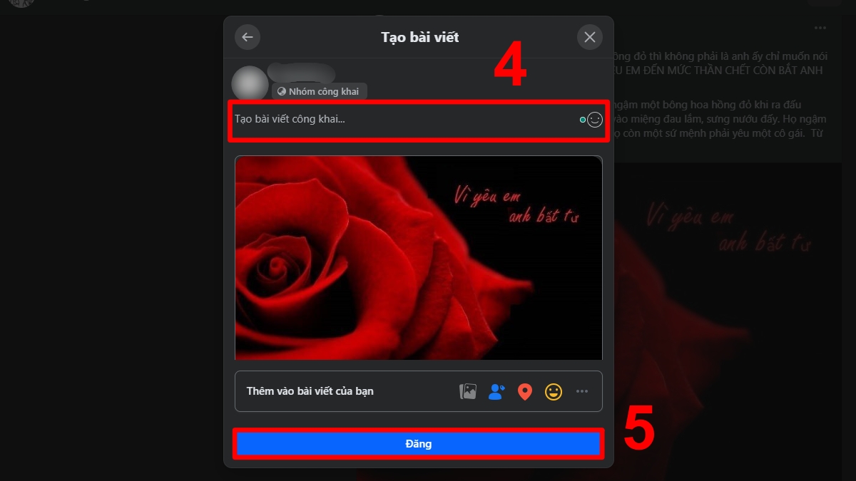 Cách chia sẻ bài vào nhóm trên Facebook trên máy tính - bước 4