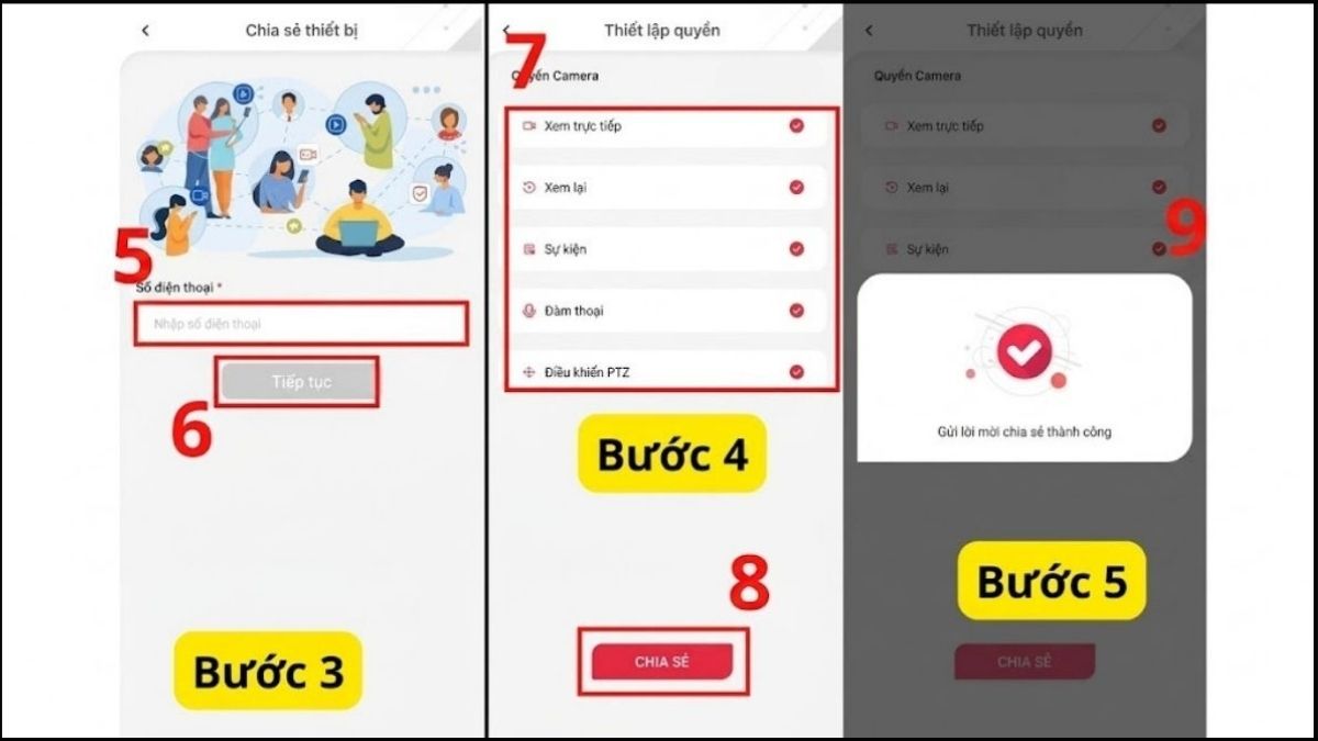 Chia sẻ camera Viettel - bước 3,4,5