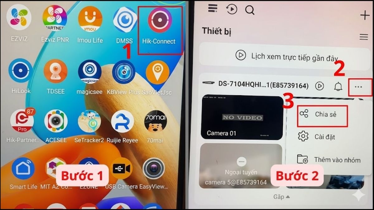 Chia sẻ camera Hik-Connect - bước 1