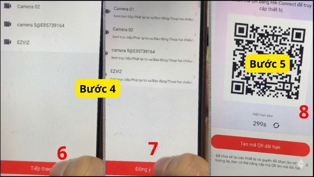 Chia sẻ camera Hik-Connect - bước 4,5