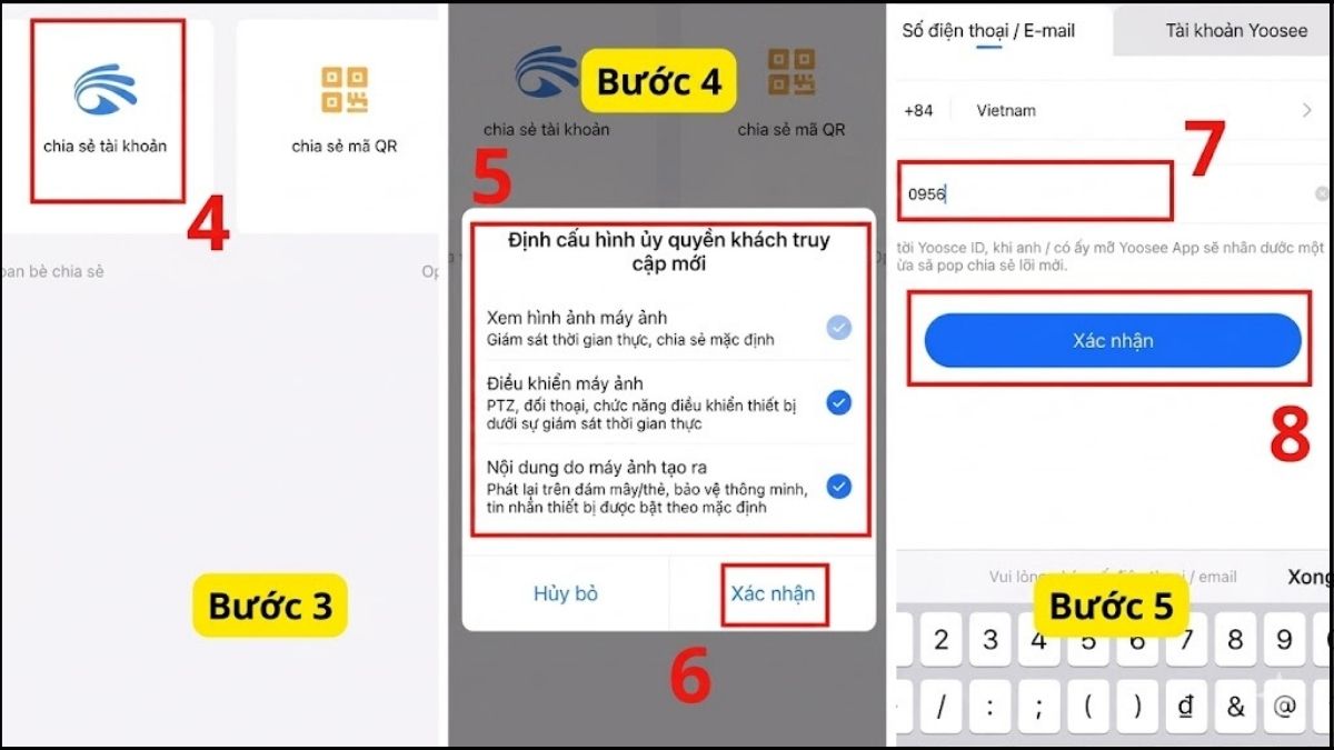 Chia sẻ camera Yoosee - bước 3,4,5