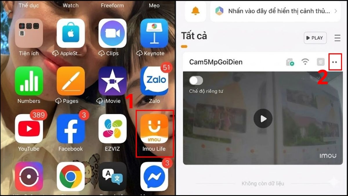 Chia sẻ camera Imou - bước 1,2