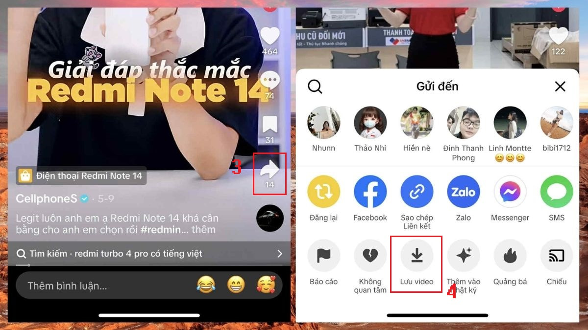 Chia sẻ video TikTok lên story Facebook bằng cách lưu video và chia sẻ - bước 2