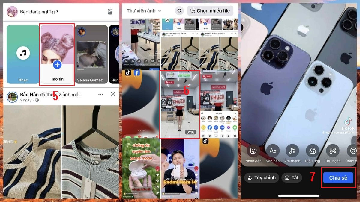 Chia sẻ video TikTok lên story Facebook bằng cách lưu video và chia sẻ - bước 3