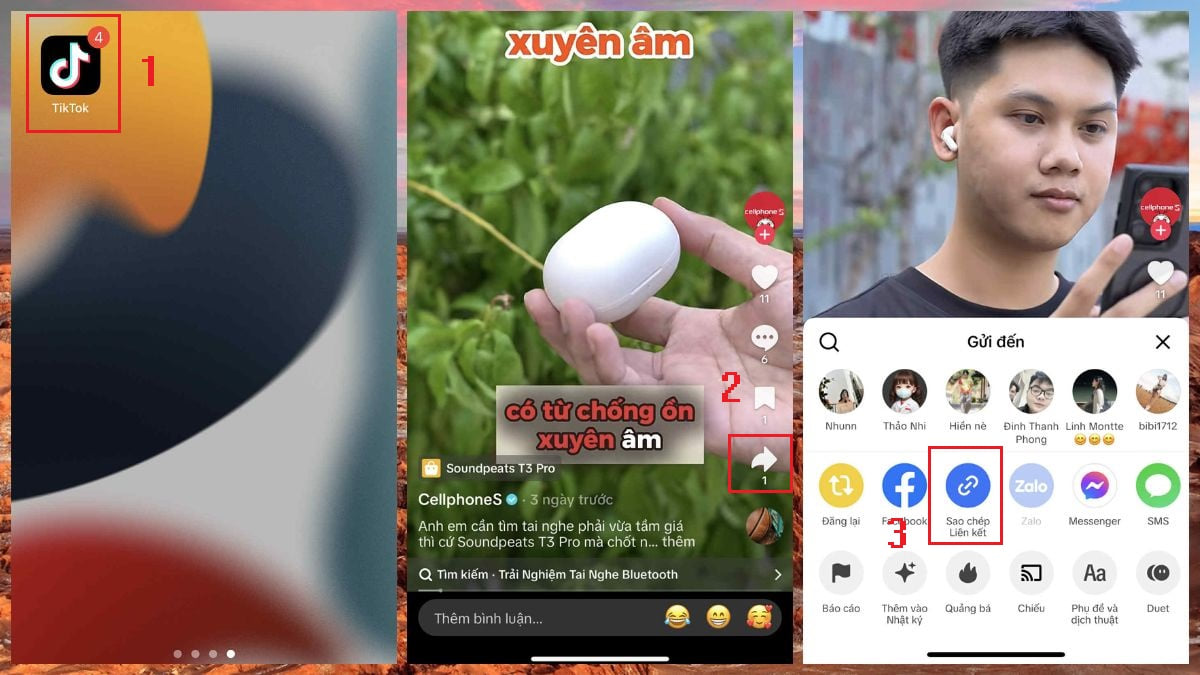 Cách chia sẻ video TikTok lên story Facebook qua link - bước 1