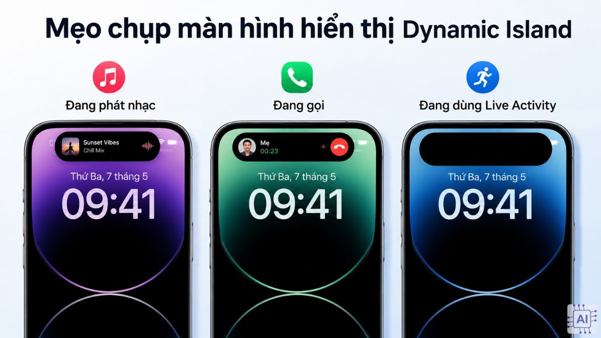 Mẹo chụp màn hình iphone 15 hiển thị Dynamic Island
