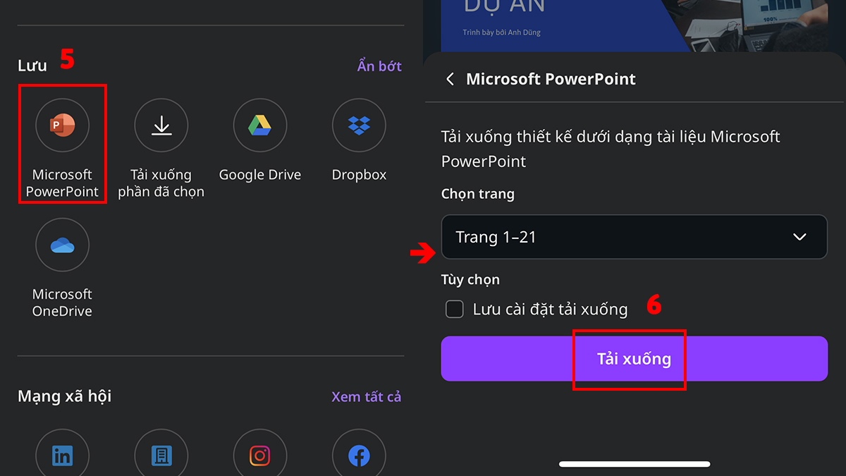 Hướng dẫn cách chuyển Canva sang PowerPoint trên điện thoại - bước 3