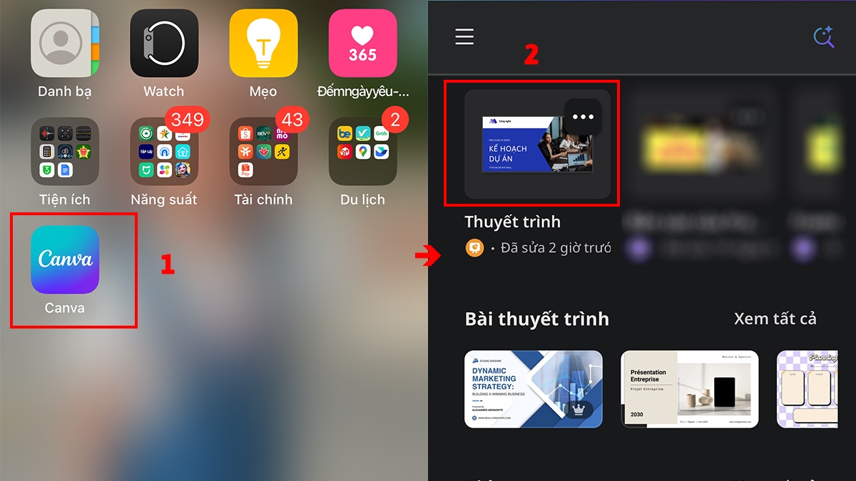 Hướng dẫn cách chuyển Canva sang PowerPoint trên điện thoại - bước 1