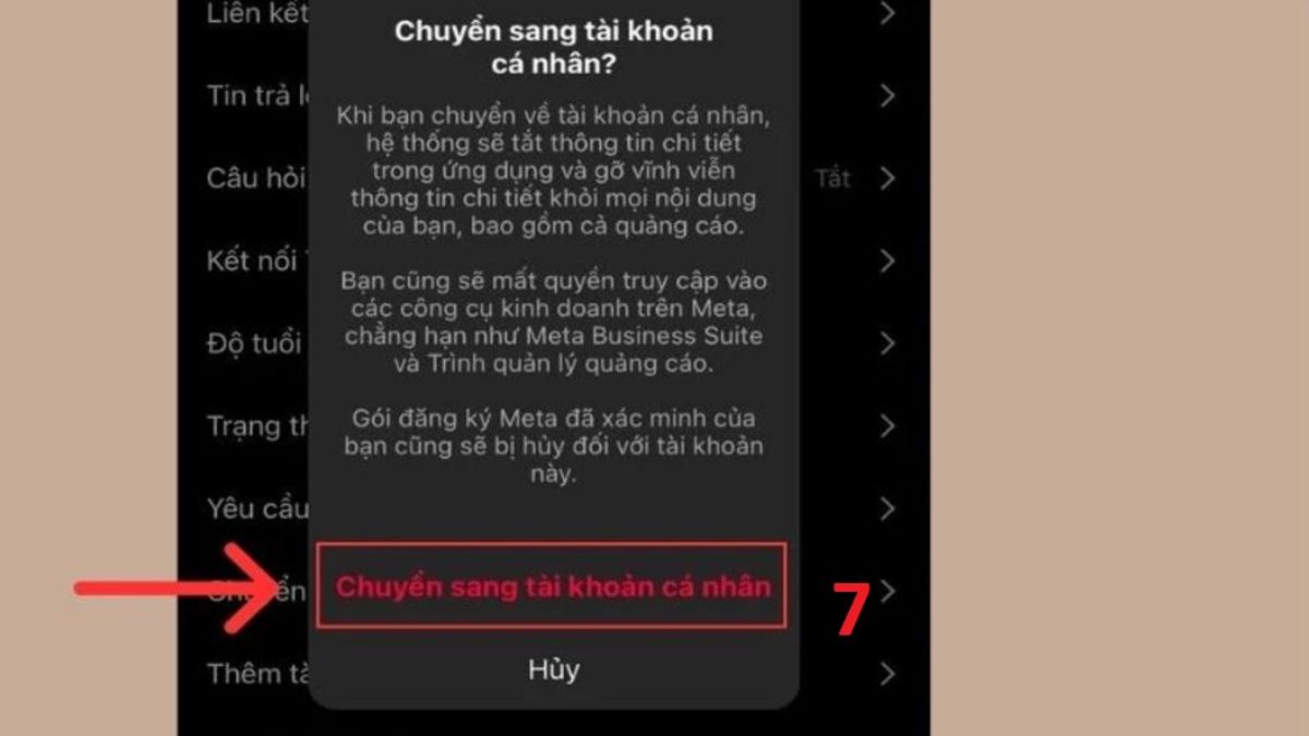 Cách chuyển tài khoản doanh nghiệp thành cá nhân Instagram từng bước - bước 4