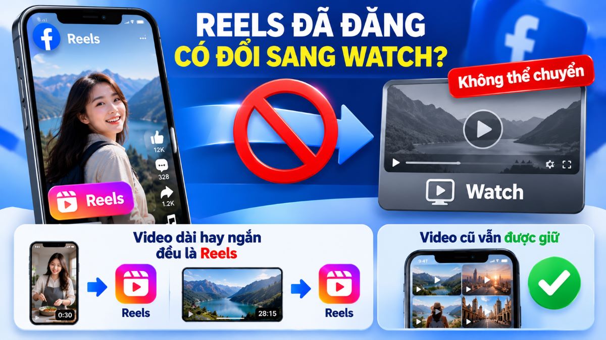Có thể chuyển video Reels đã đăng thành video Watch không?