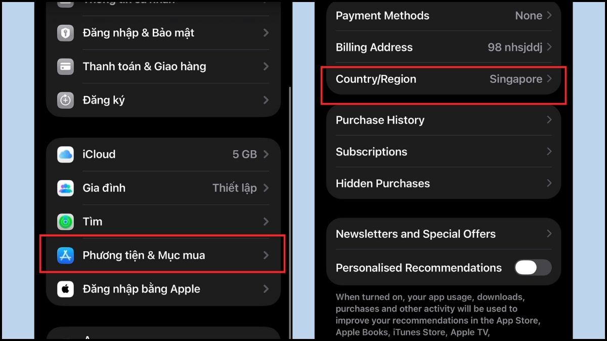 Cách chuyển vùng App Store từ Singapore về Việt Nam - bước 3