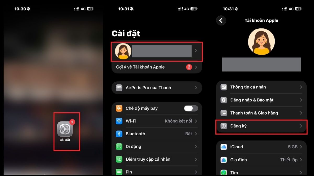 Sửa lỗi không chuyển được vùng App Store thường gặp - lỗi vướng gói cước - bước 1