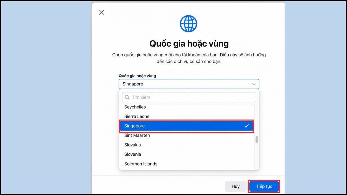 Cách chuyển vùng App Store sang Singapore bằng máy tính - bước 3