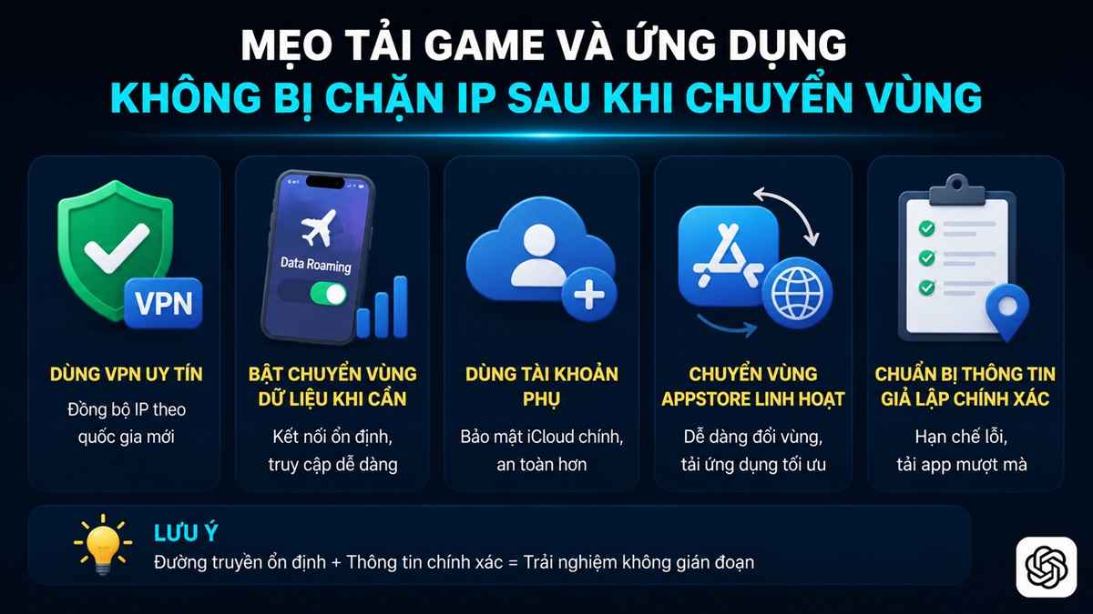 Mẹo tải game và ứng dụng không bị chặn IP sau khi chuyển vùng