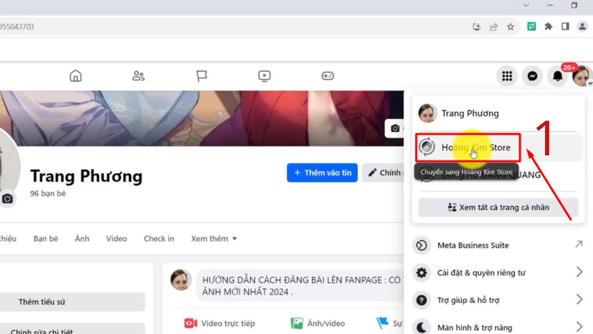 Hướng dẫn cách đăng bài trên Fanpage Facebook - bước 1