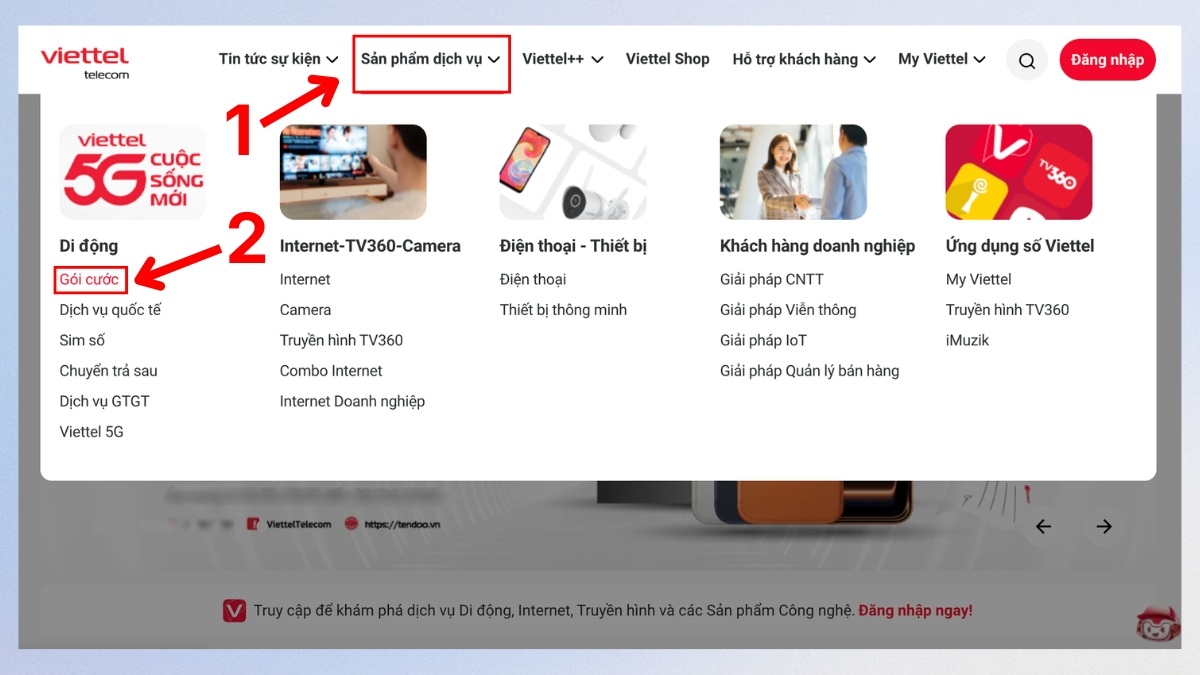 Đăng ký 4G viettel trực tuyến trên website viettel.vn - bước 1