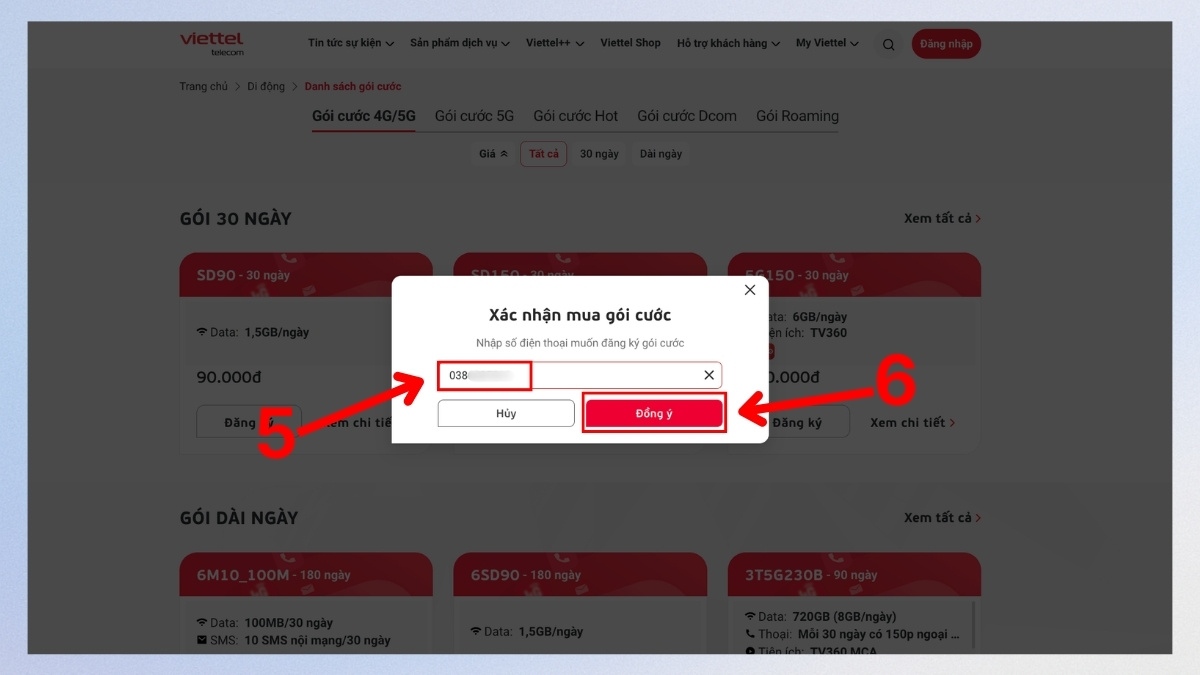 Đăng ký 4G viettel trực tuyến trên website viettel.vn - bước 3