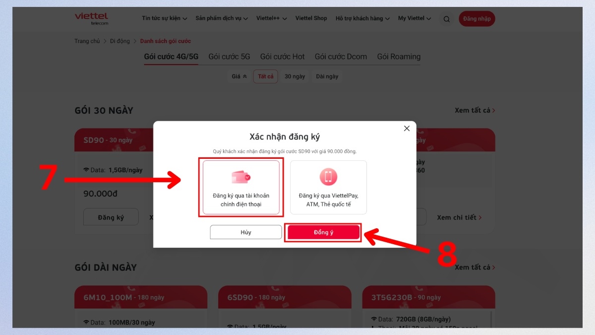 Đăng ký 4G viettel trực tuyến trên website viettel.vn - bước 4