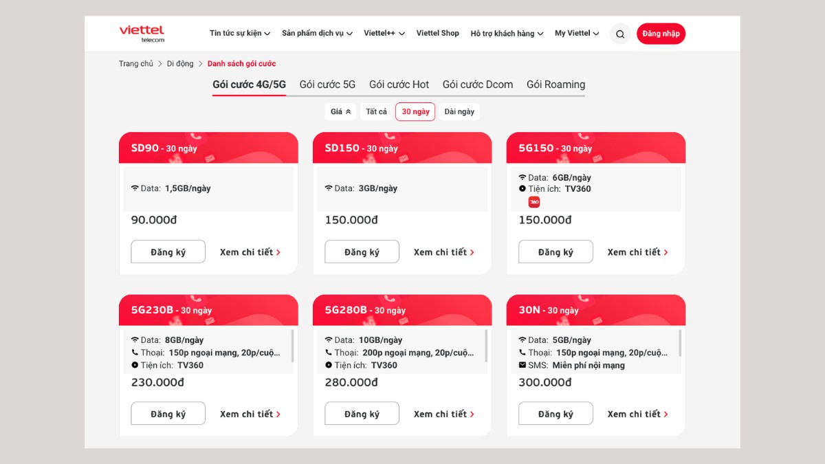 Cách đăng ký 4G Viettel 1 tháng, ưu đãi mới