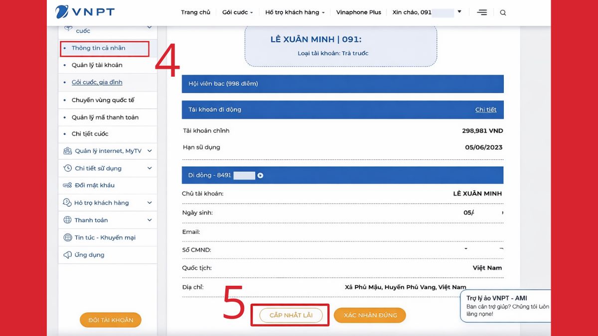 Cách đăng ký SIM chính chủ mạng VinaPhone - bước 2