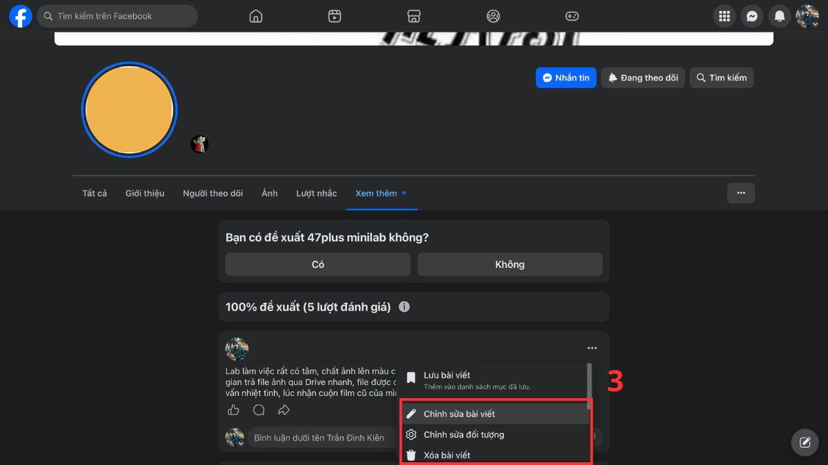 Cách chỉnh sửa hoặc xóa đánh giá đã đăng trên Facebook - bước 3