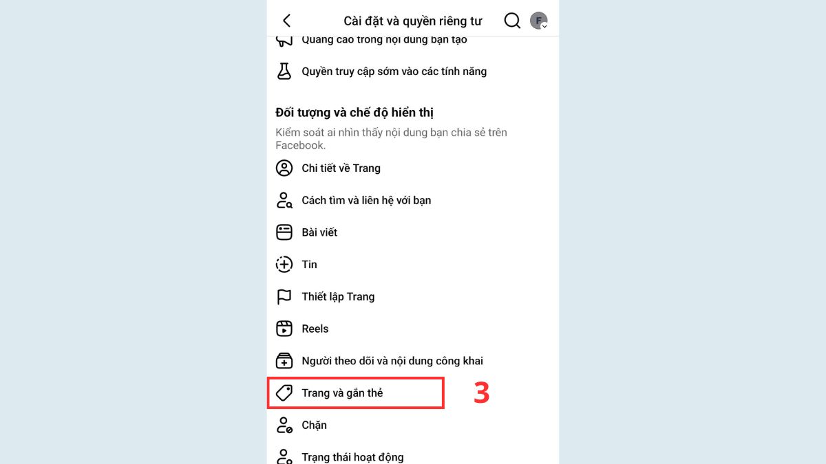 Cách mở đánh giá page Facebook dành cho admin - bước 2