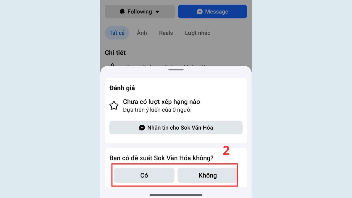 Cách đánh giá page trên Facebook trên điện thoại - bước 2