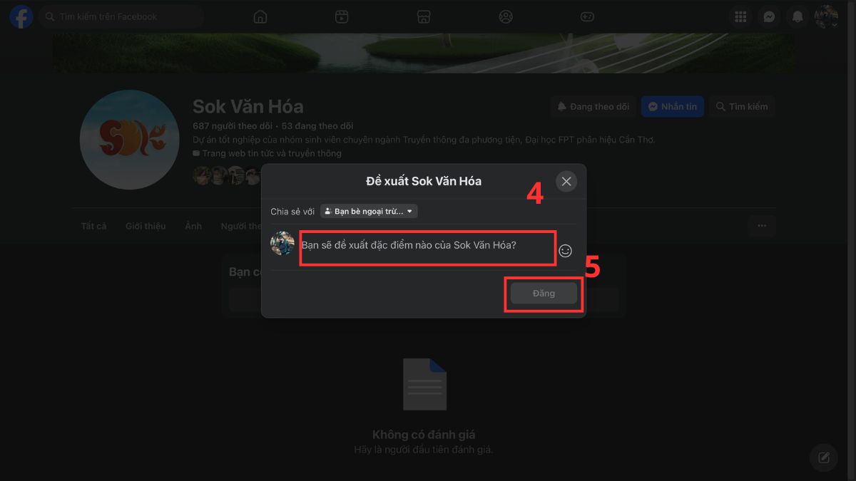 Cách đánh giá page trên Facebook trên máy tính - bước 3