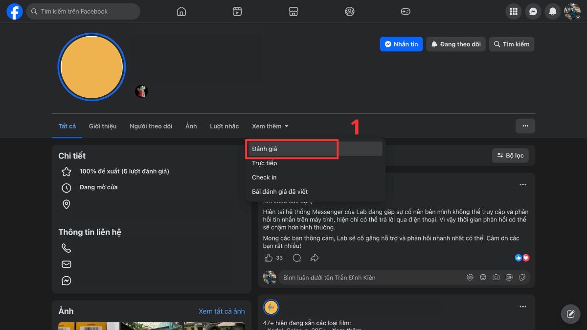 Cách chỉnh sửa hoặc xóa đánh giá đã đăng trên Facebook - bước 1