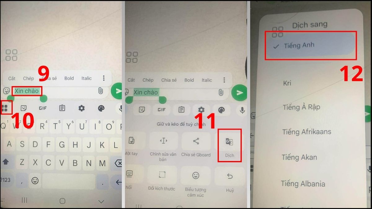 Dịch tin nhắn trên WhatsApp bằng Gboard - bước 4